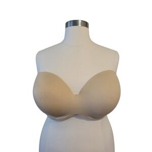 Cacique Beige Strapless Smooth Molded Cup Bra 44DDD Plus Size‎ Underwire